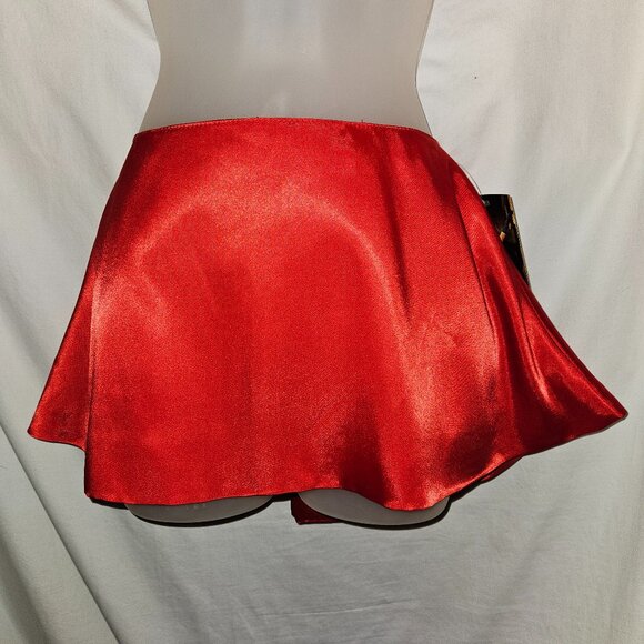 NWT S A-Line RETRO ROCKABILLY MICRO Mini Skirt RED SILK - Picture 1 of 14